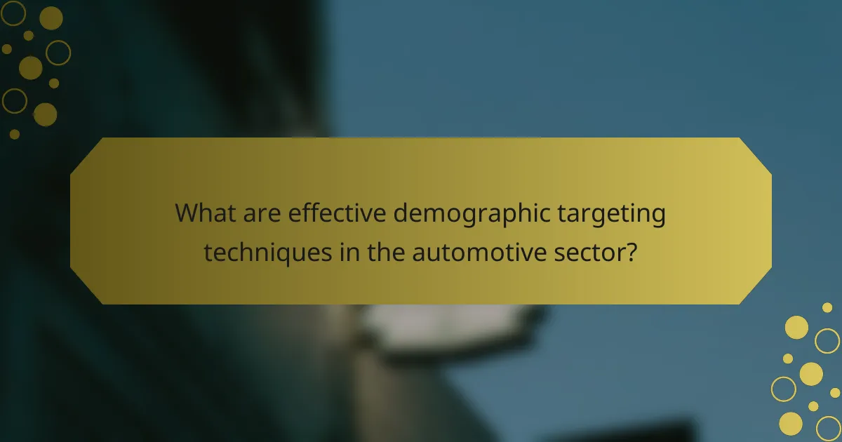 What are effective demographic targeting techniques in the automotive sector?